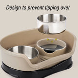 Anti-Tipping Elevated Stainless Steel Dog Bowl with Large Capacity Non-Slip Bottom Double Bowls Pet Feeding Supplies