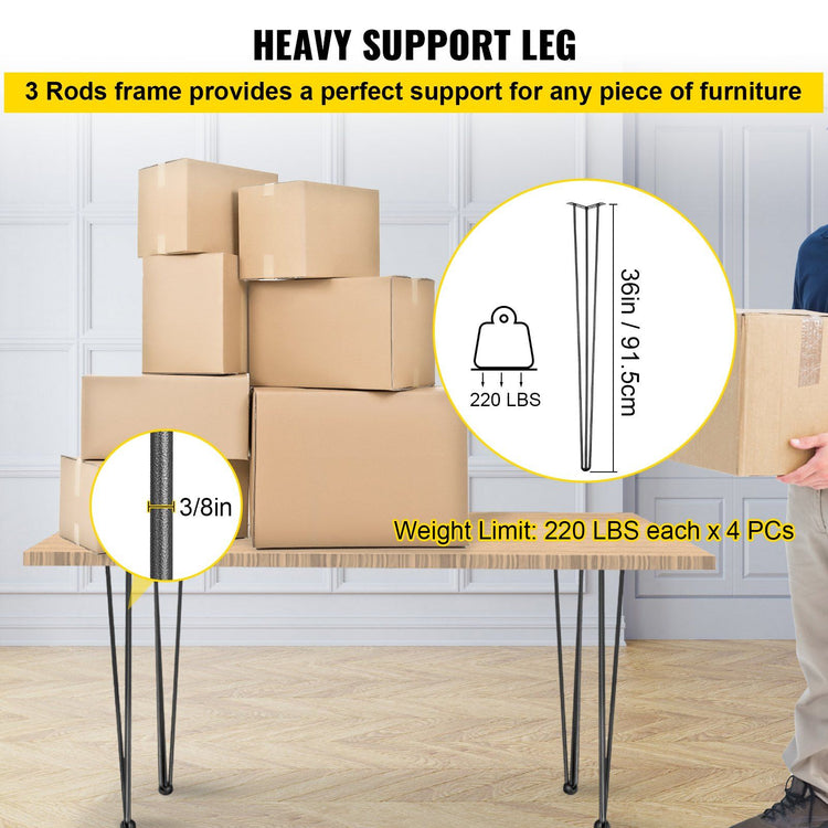36 Inch Hairpin Table Legs Set of 4 3