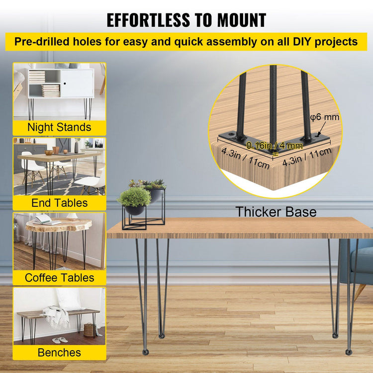 36 Inch Hairpin Table Legs Set of 4 6