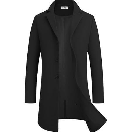 Men's Long Wool Coat Classic Loose Fit Lapel Overcoat