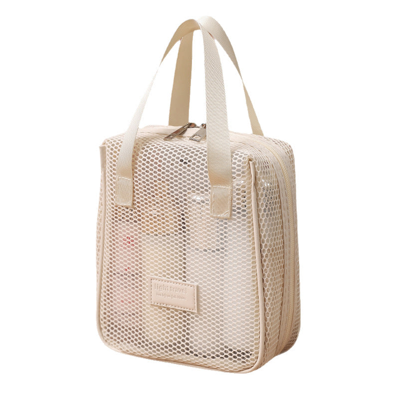Portable Mesh Cosmetic Organizer Bag Travel Toiletry Storage Pouch
