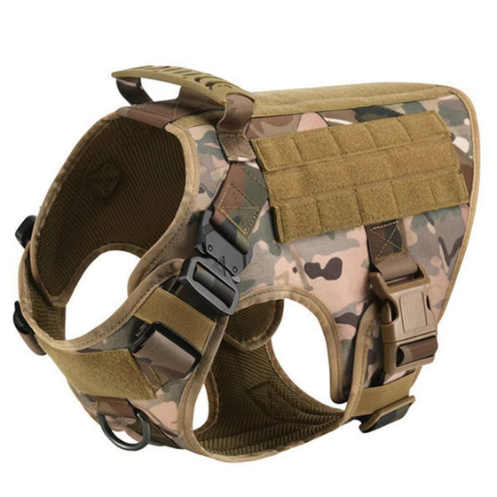 Camouflage tactical dog harness with grab handle