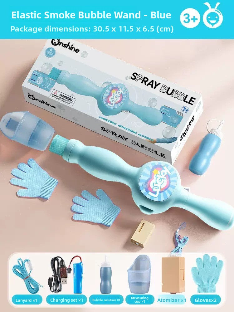 Rechargeable Smoke Bubble Gun Toy with Light Effects for Kids