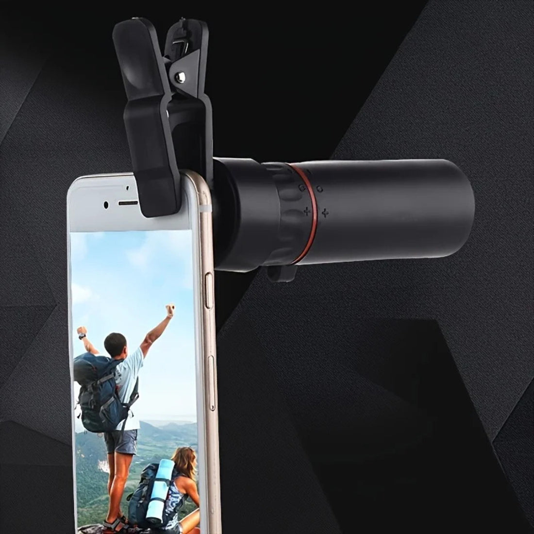 Monocular telescope smartphone clip mount detail