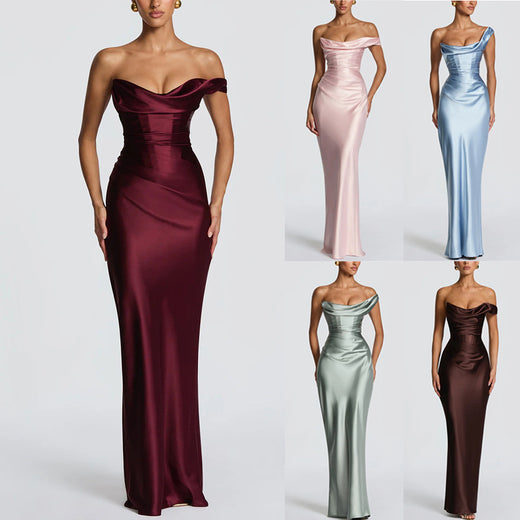 Off-Shoulder Satin Bodycon Dress Clothing & Accessories product image 5
