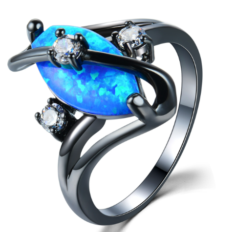 Opal Ring, Marquise Ring, S-Shaped Diamond Ring - Image 5