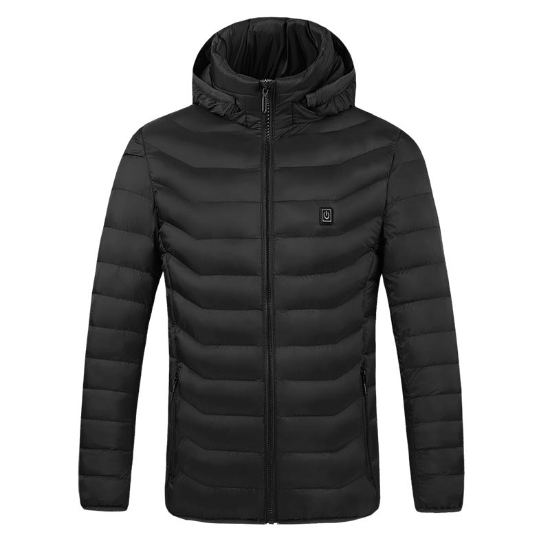 Men's Electric Heating Jacket Hooded Windproof Thermal Coat with USB Power