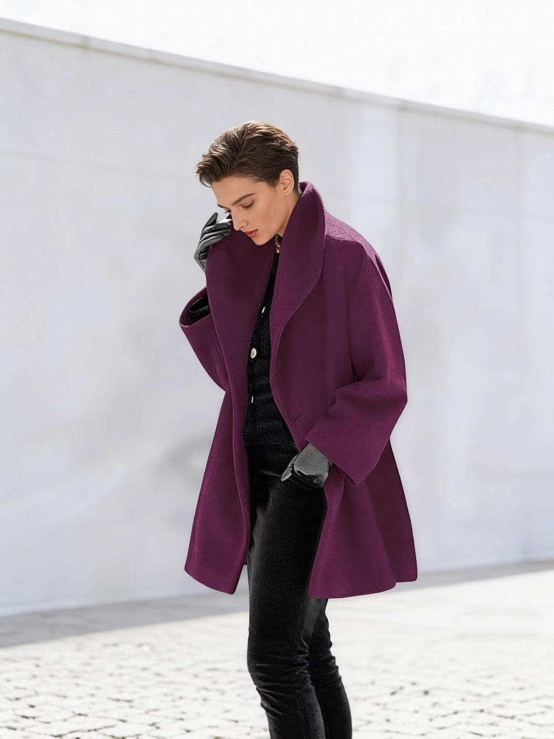 Fashion autumn and winter long multi-color coat loose