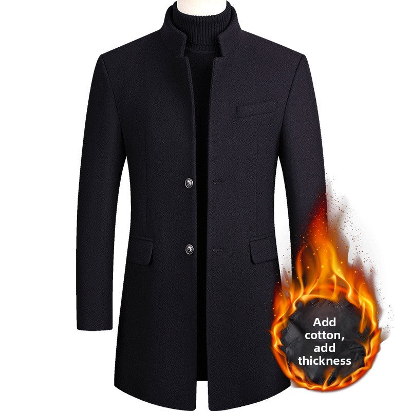 Men's slim fit mid-length wool blend coat with suit collar, photo 6