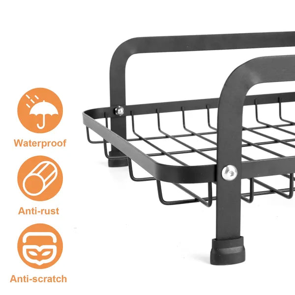 Dish drying rack drainboard channeling water into sink