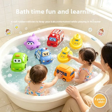 Cute Cartoon Squeeze Vinyl Toy Car Set