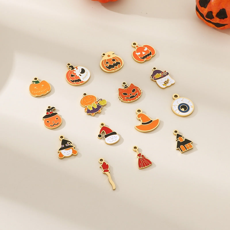 Halloween Pumpkin Devil Pendant Stainless Steel Jewelry Accessory