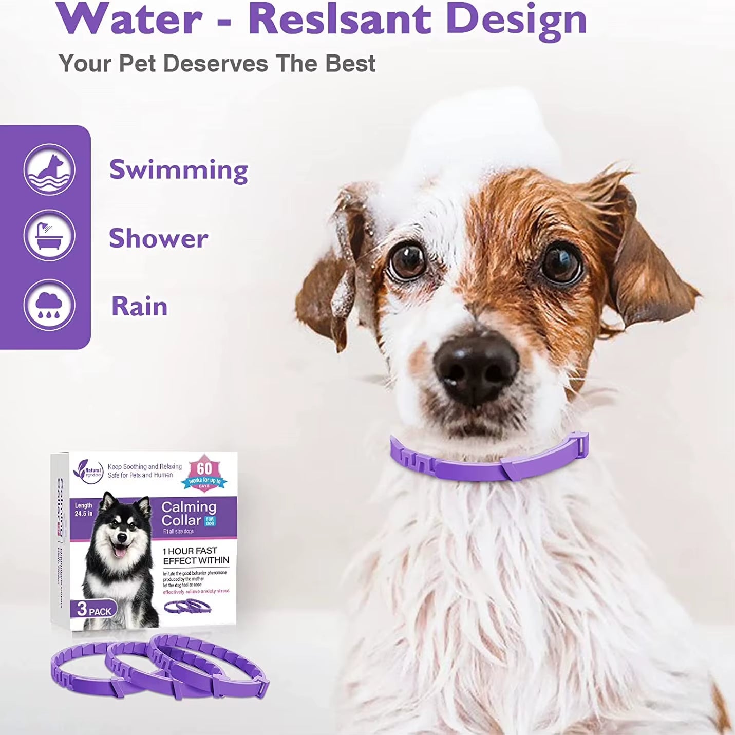 Pet Calming Collar for Cats Dogs Adjustable Anxiety Pheromone Reducing Pet Collar Lasting Natural Calm Relax Soothing Collars