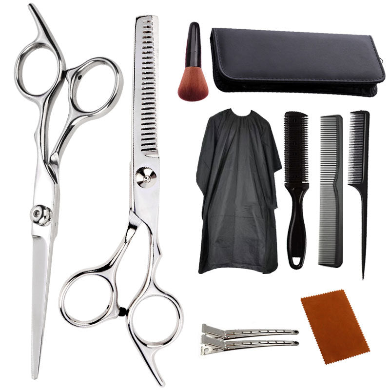 Silver stainless steel hair cutting scissors set, photo 1