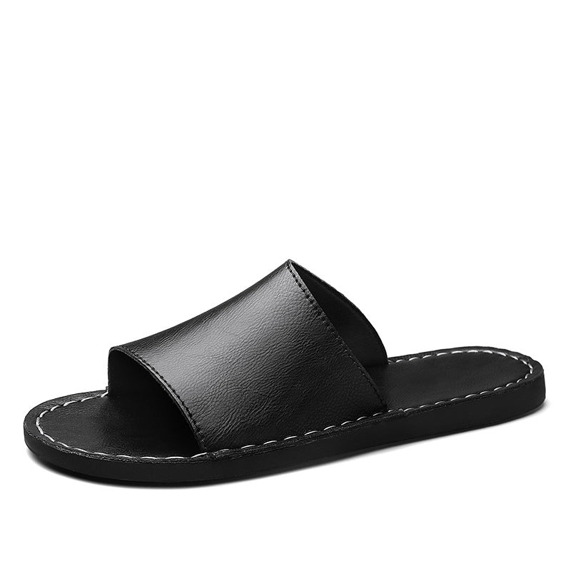 Mens Genuine Leather Slip On Slippers