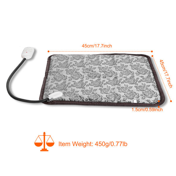 Pet heating pad dimensions and weight diagram