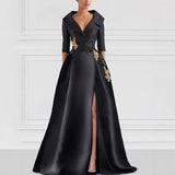 Elegant V-Neck Slit Evening Gown