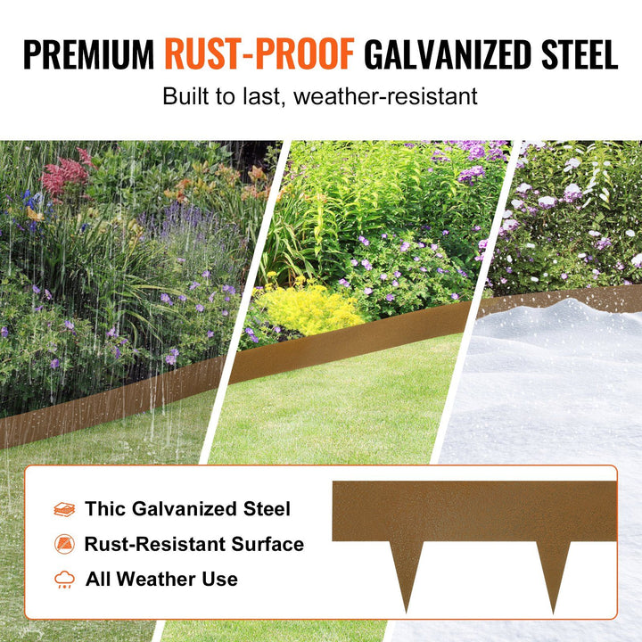 Rustic brown garden borders edging a mulch bed