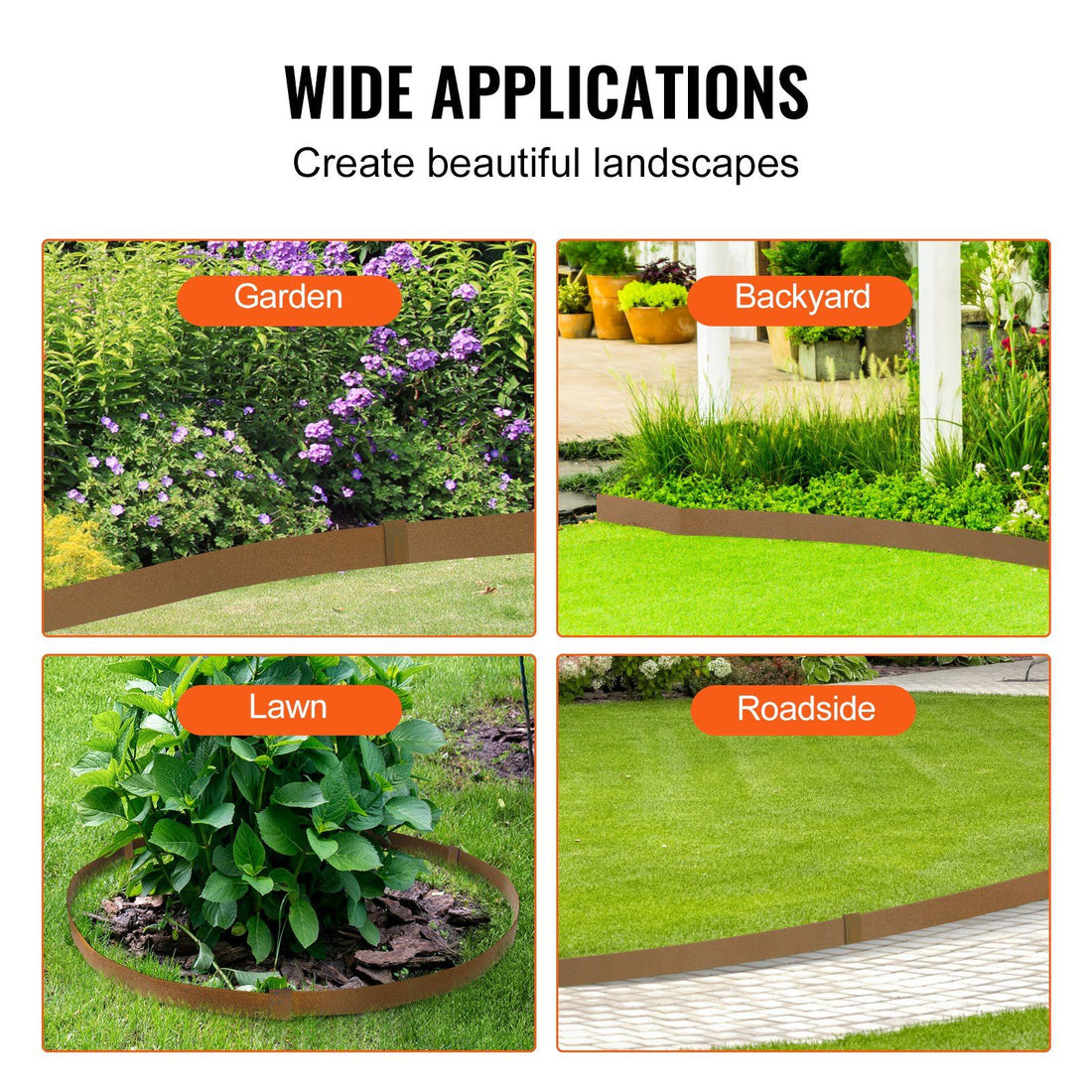 Hammer-in garden borders separating lawn from gravel