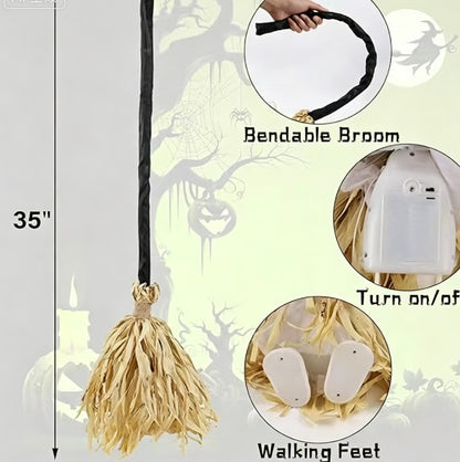 Animated Magic Witch Broom Decoration with Sound