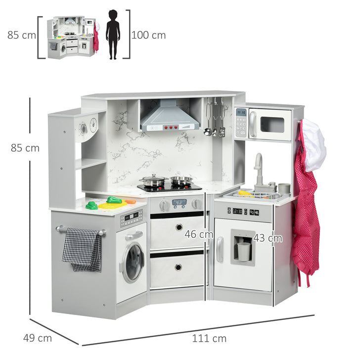 Toy kitchen with apron and chef hat