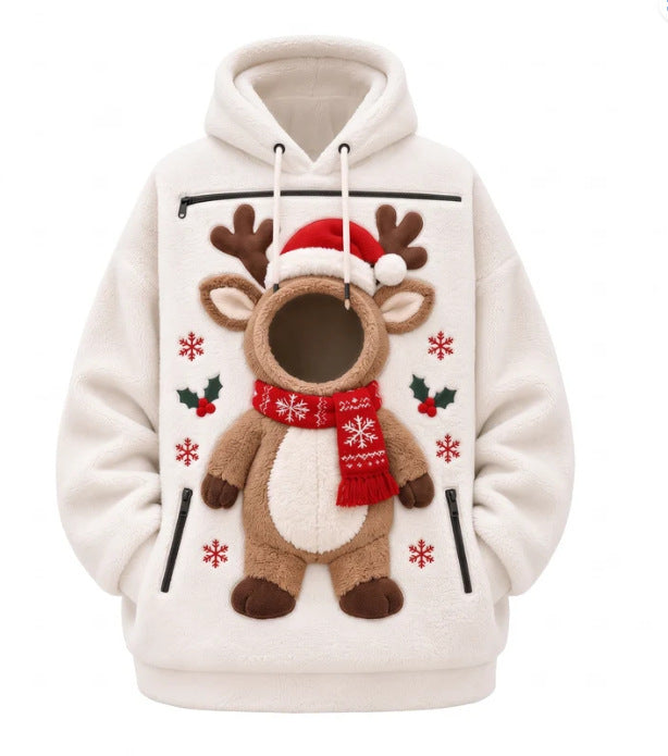 Mens Christmas 3D Print Hooded Sweatshirt Fleece Lined Long Sleeve Pullover