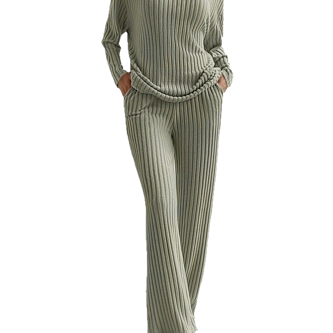 Home Casual Straight Pants Elegant Loose V-neck Pit Two-piece Set