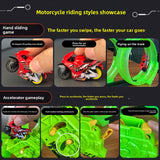 Inertia Powered Motorcycle Track Toy