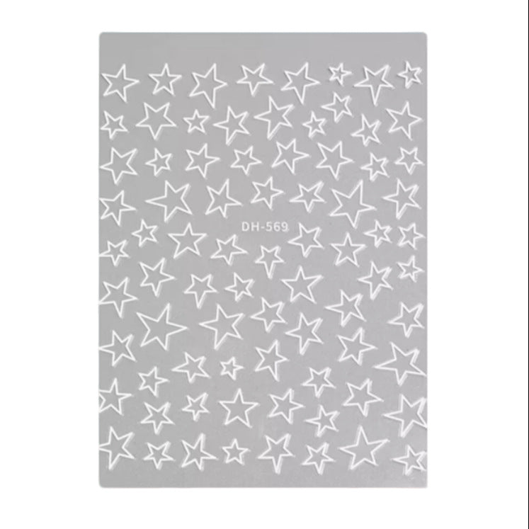 Five-Pointed Star Nail Stickers in White, Black, Gold, Silver, image 4 of 8