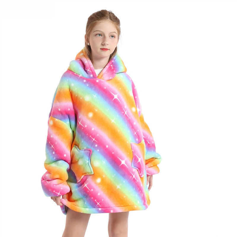 Kids cartoon animal hooded fleece robe, photo 8