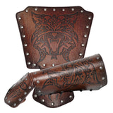 Viking Style Embossed Wolf Head Wrist Bracer