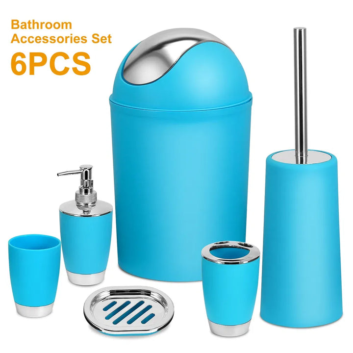 Bathroom accessories set in green color option