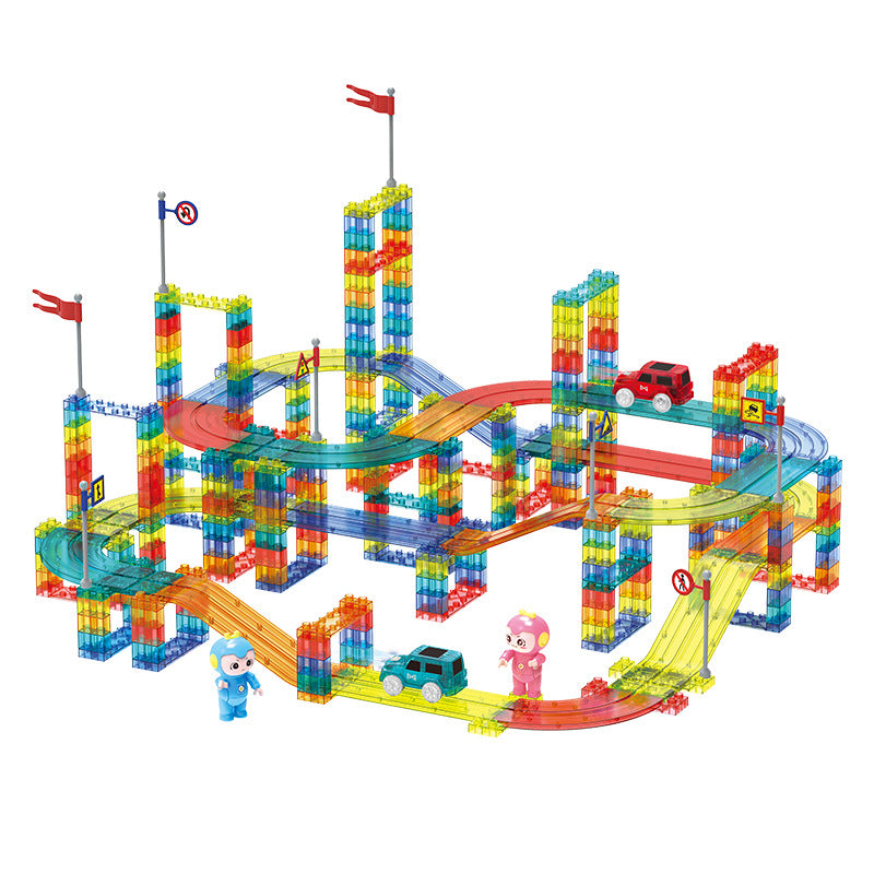 Magnetic Track Building Set with Electric Cars