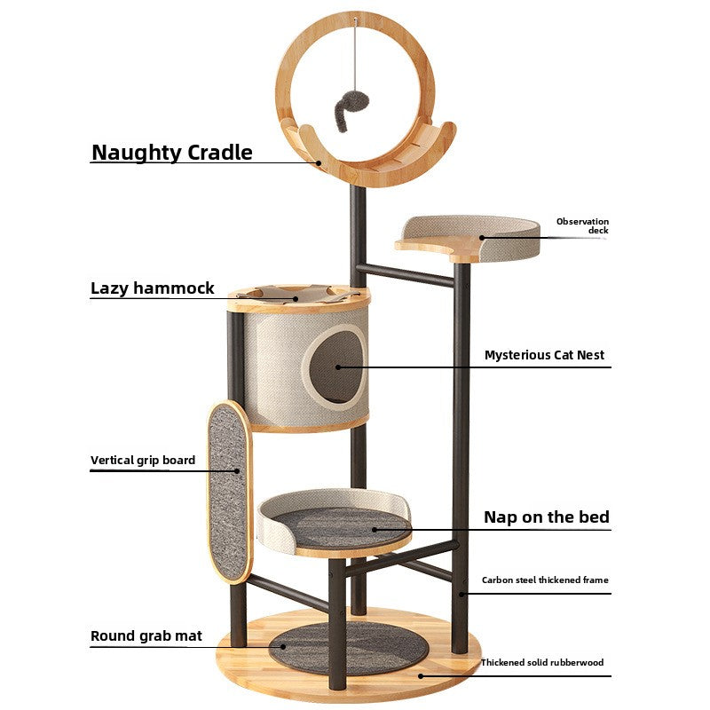 Solid Wood Multi Cat Climbing Frame with Scratching Post
