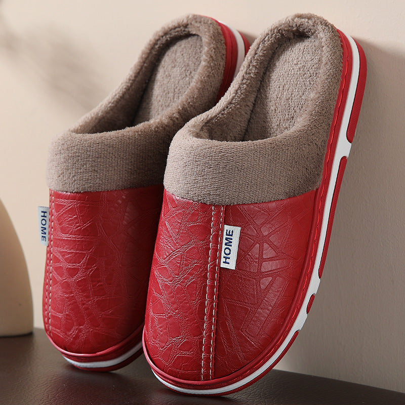 Fleece-Lined Home Slippers with Thick Sole