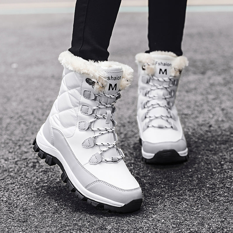 Women Fleece Lined Winter Snow Boots High Top Warm Cotton Shoes