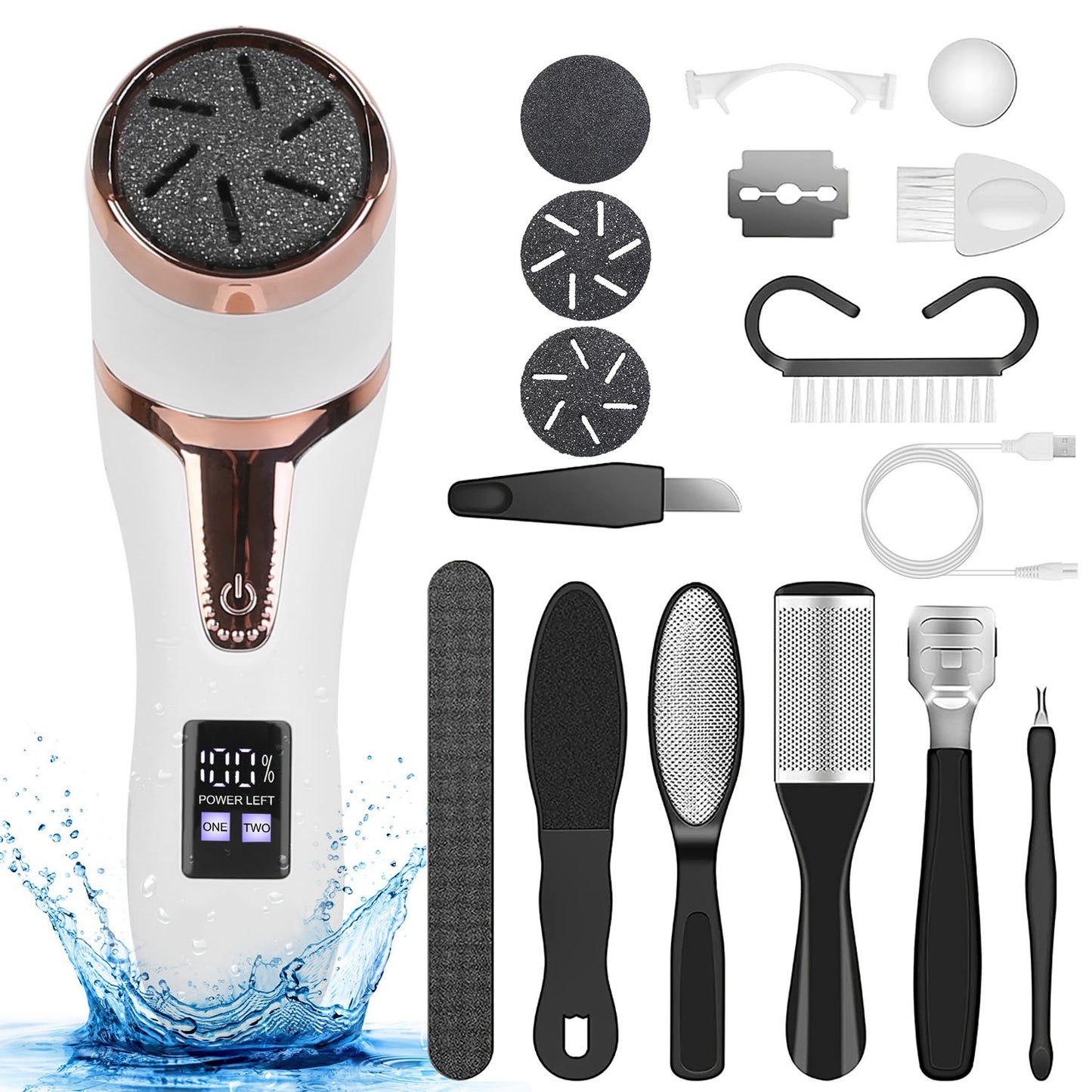 Electric foot file vacuum dust chamber view