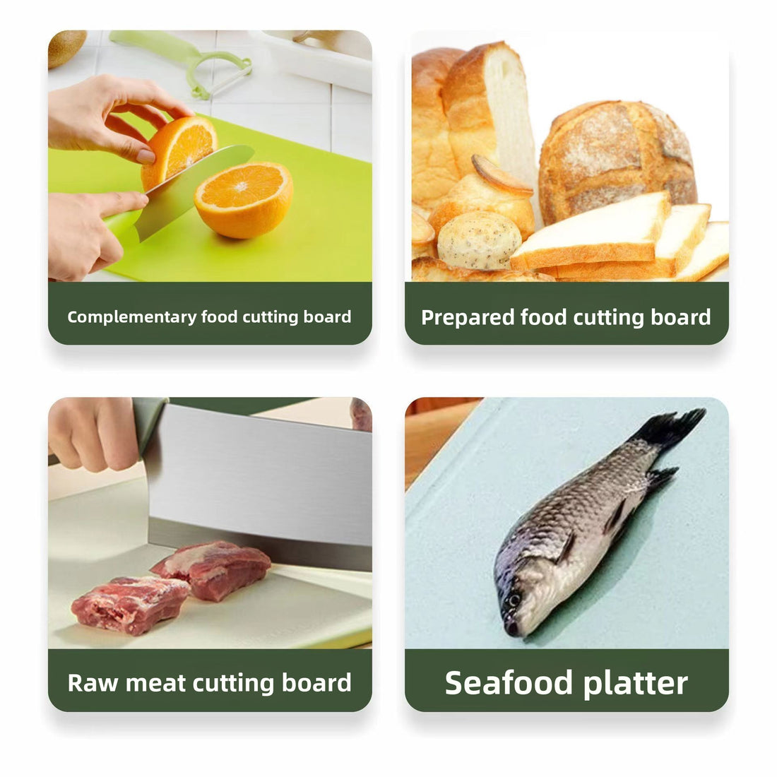 Baby Food Grade PP Cutting Board Set with Storage Rack Kitchen Classified Mildew-Proof Chopping Board