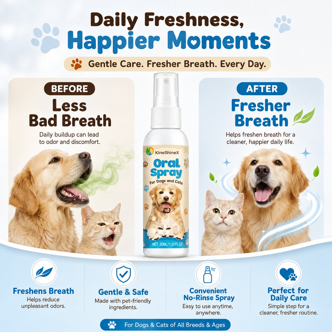 Pet Oral Cleaning Spray for Dogs and Cats Universal