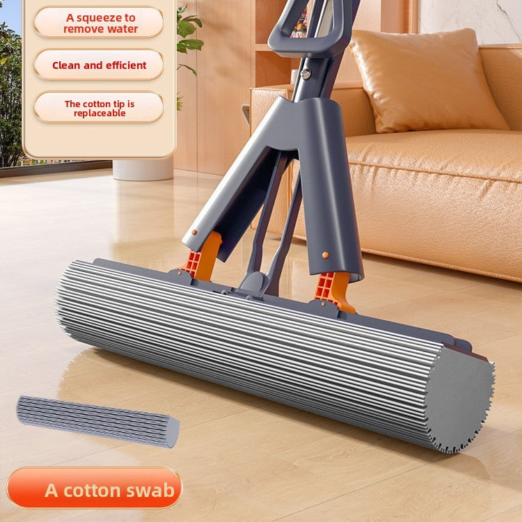 Double-fold rubber-coated mop for floor cleaning