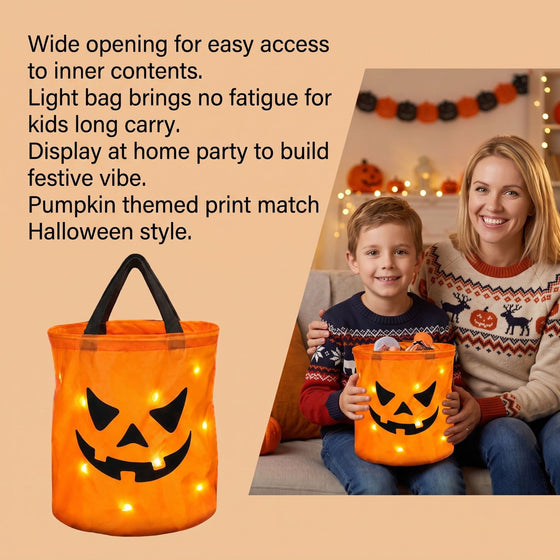 Halloween LED Pumpkin Candy Bucket with Light
