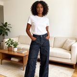 Y2K Dragon Tiger Print Drawstring Denim Pants