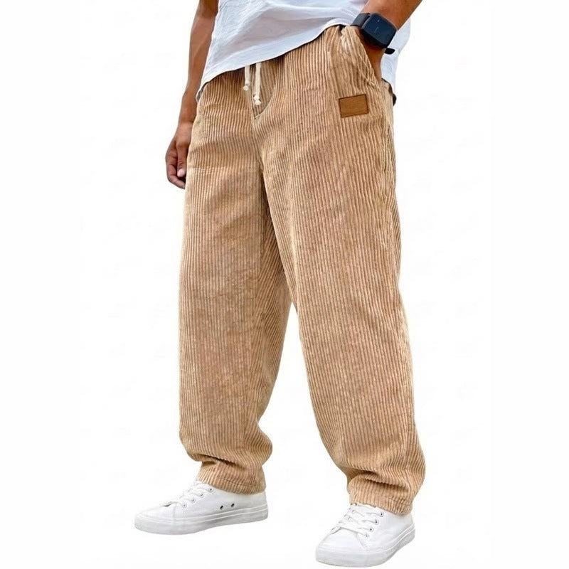 Men's 3D Digital Print Straight Leg Casual Pants with Drawstring Mid-Rise Full Length Trousers