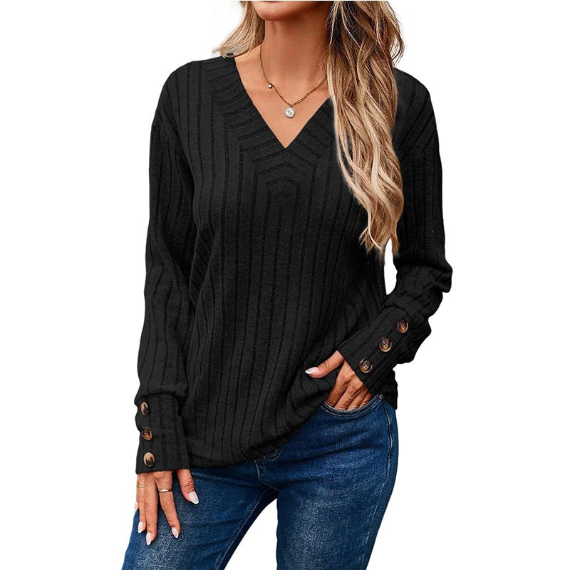 Women's long sleeve V-neck shirt
