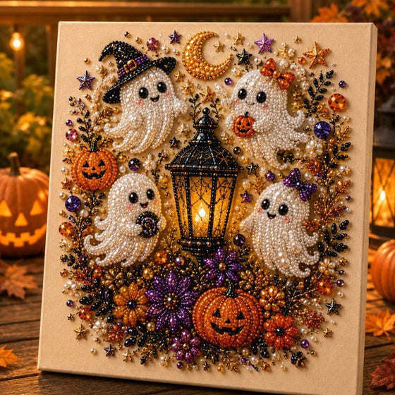 Halloween Black Cat Moon Diamond Art Earrings Set