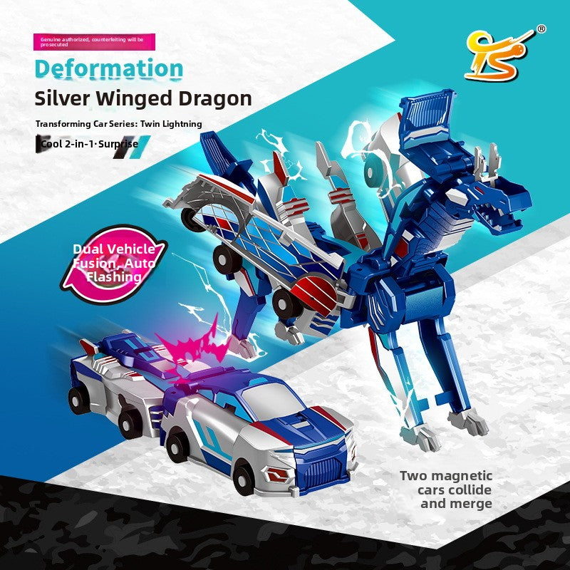 Collision Transforming Dragon Robot Toy Light and Sound Action Figure