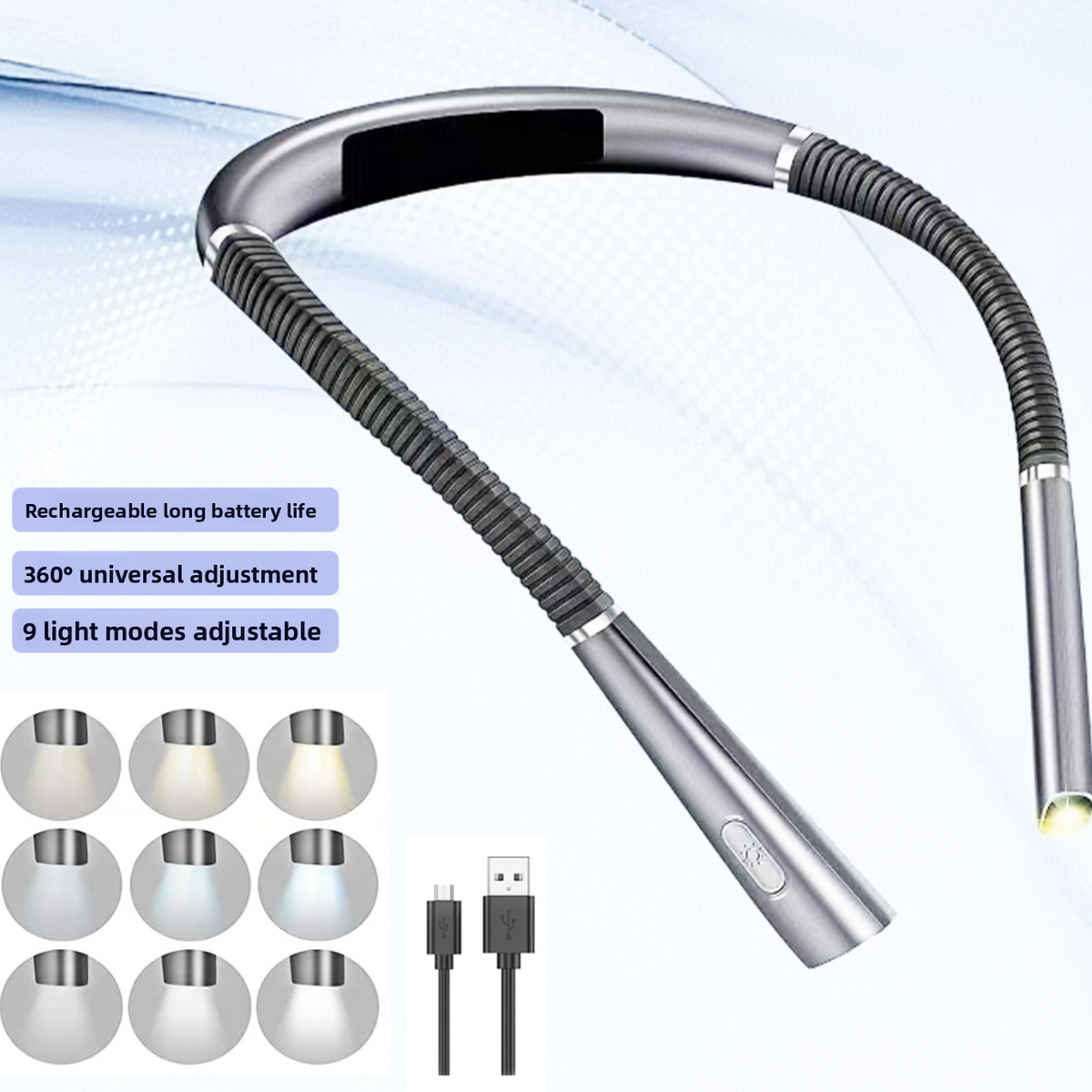 Adjustable Neck Reading Light with Rechargeable Battery
