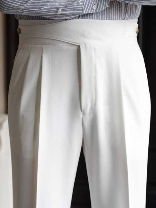 High-Waisted Mens Business Casual Trousers