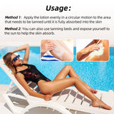 Bronze tanning lotion application on skin