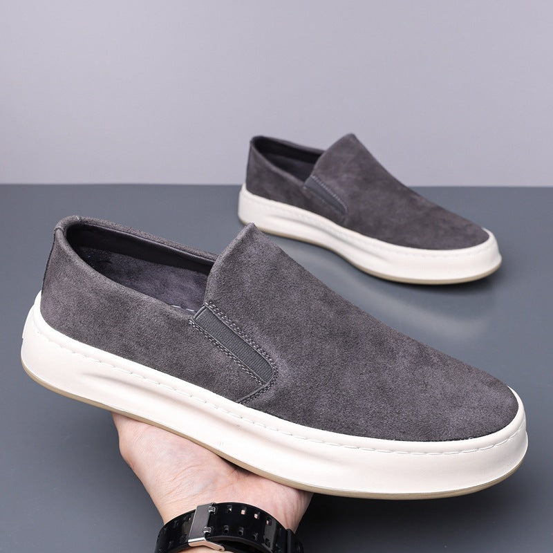 Men Casual Breathable Slip-On Loafers Solid Color Flat Sneakers